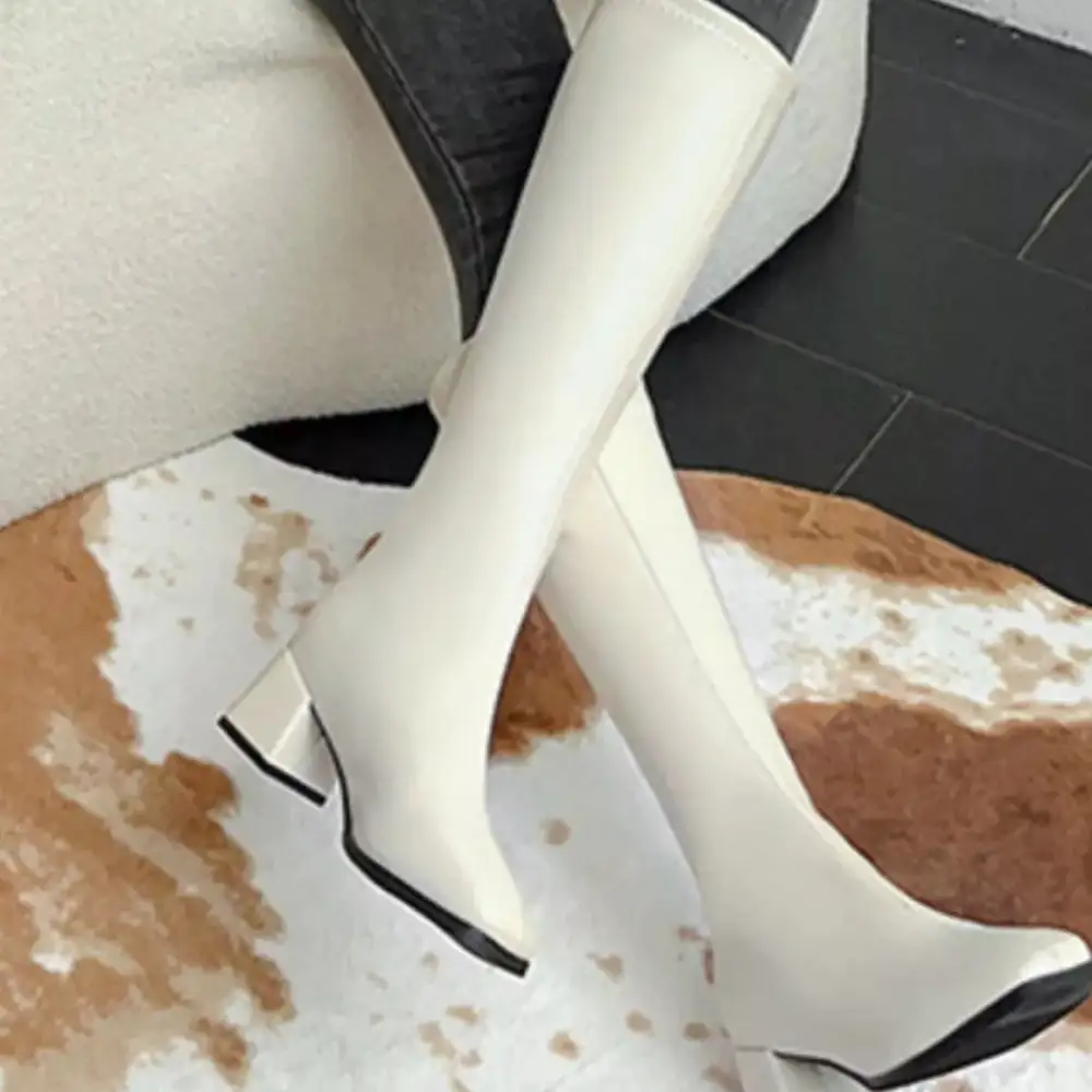 Refined Square Toe Block Heel Boots