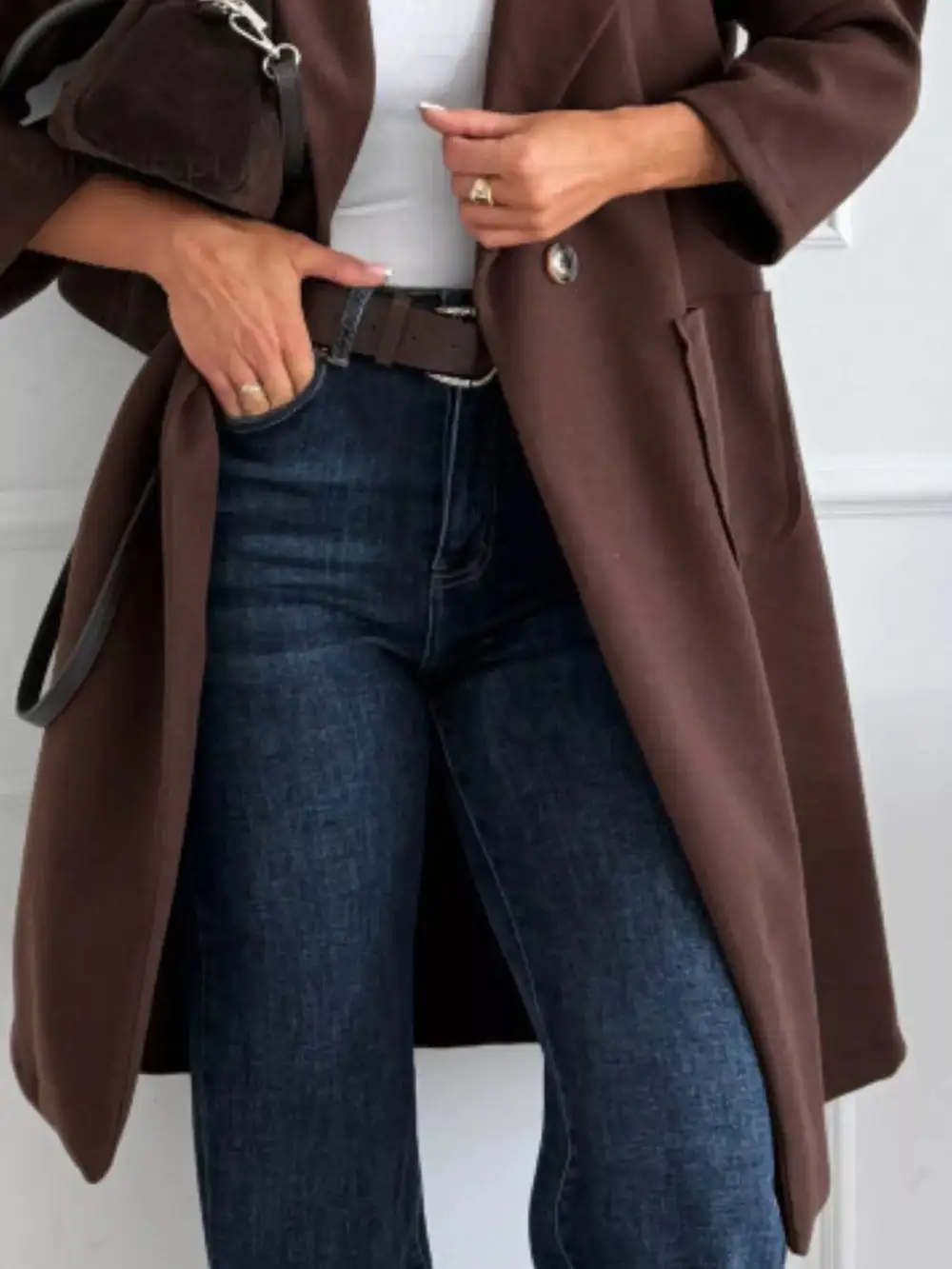 Long-sleeve Single-breasted Trench Coat