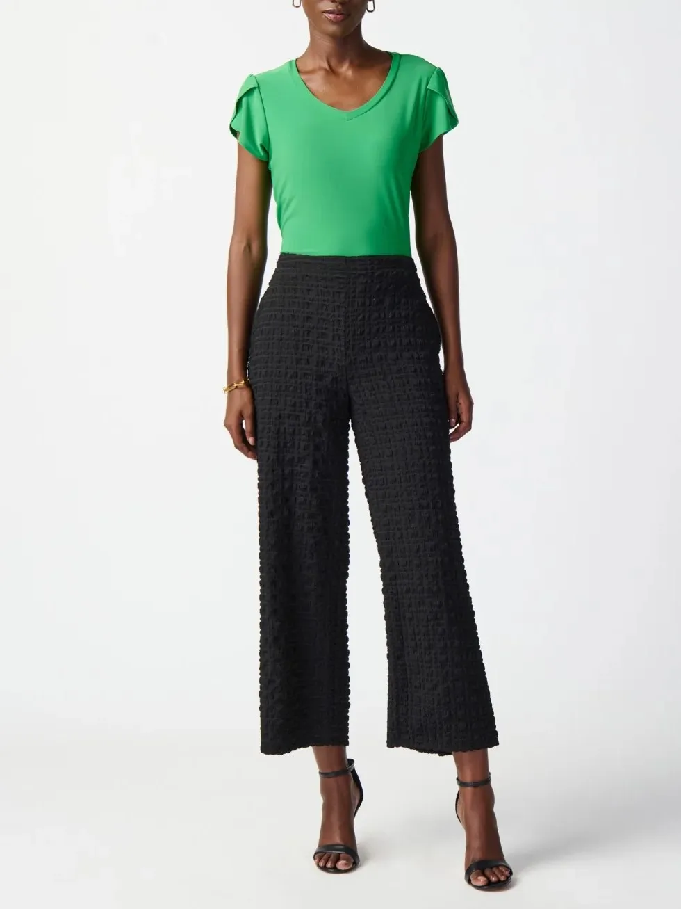 Dark Gray Textured Wide - Leg Pants