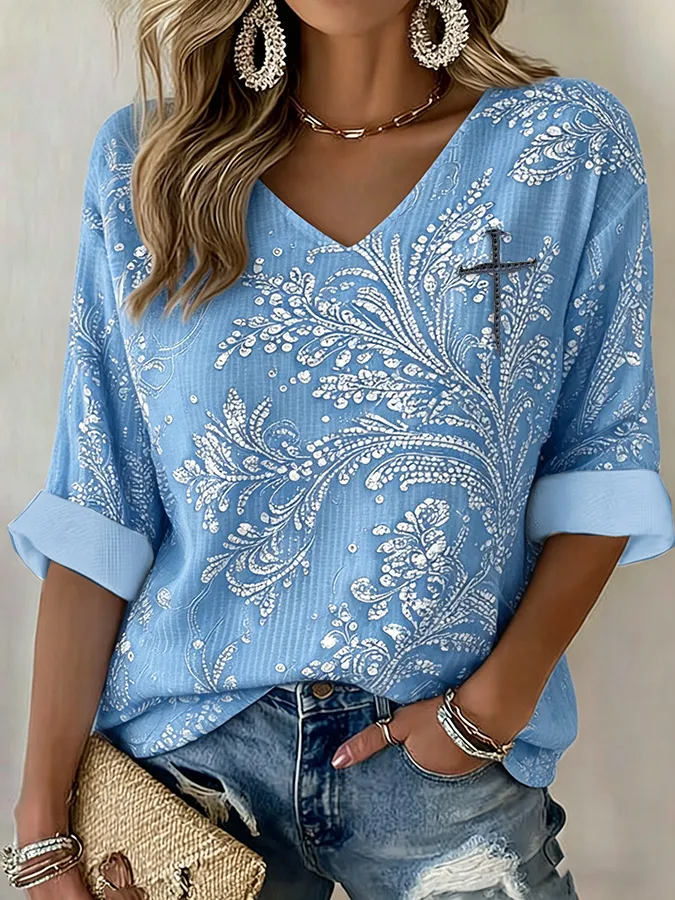 Women's Casual Faith Waffle Knit T-Shirt