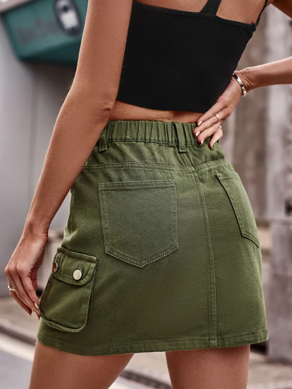 Denim Mini Pockets Dropship Skirt