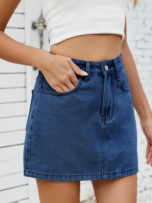 Solid Mini Denim Moni Skirt