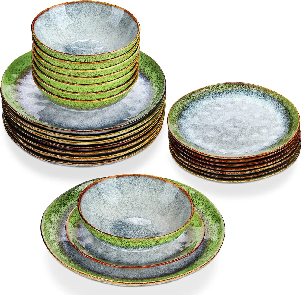 vancasso Dinnerware Set 32-Piece Dinner Service for 8 Service Dinnerware Tableware Set, Bubble Green