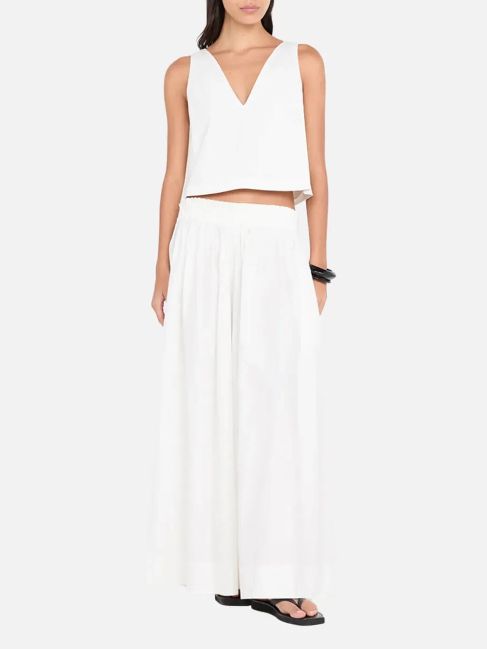 Elasticated Waist Maxi Skirt-White