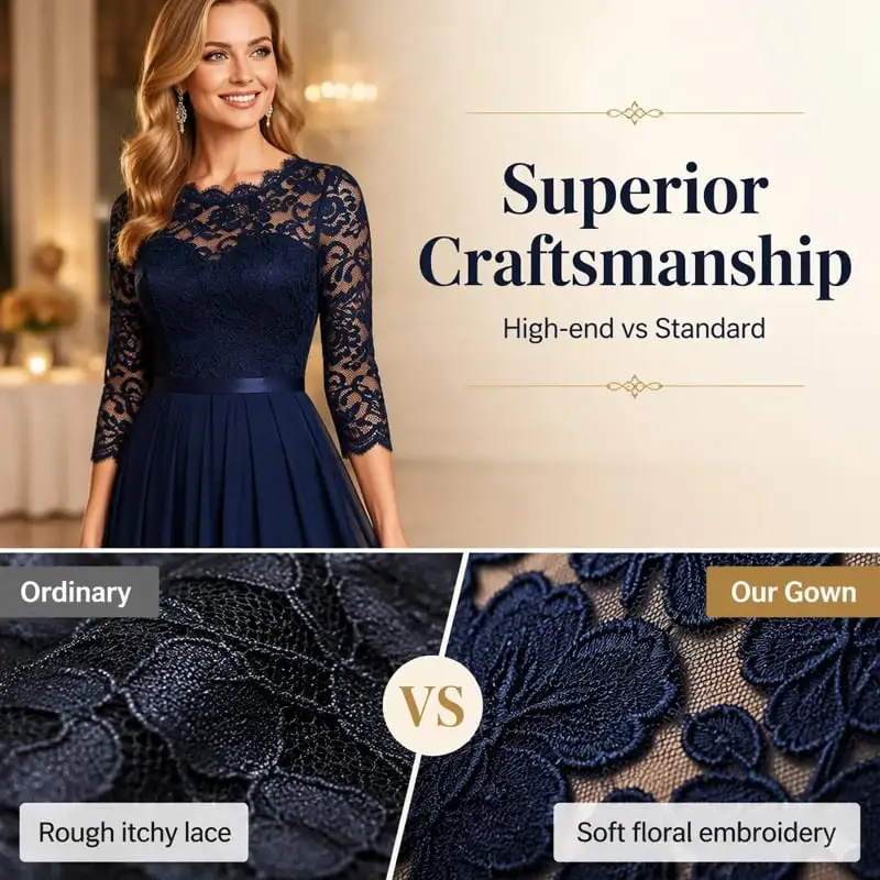 🌸😌 LIMITED TIME 49% OFF! 👚Women's Elegant Lace Bodice Maxi Dress