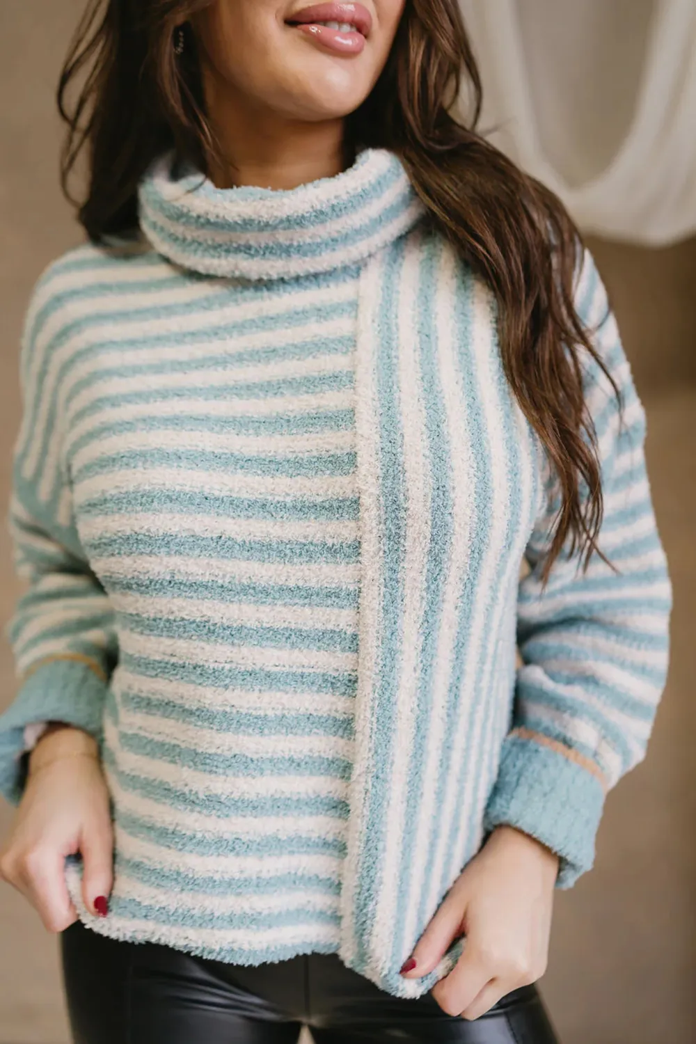 Striped High Neck Sweater