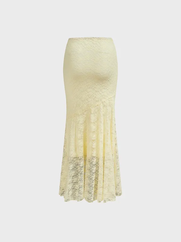Lace Lace Plain Maxi Skirt