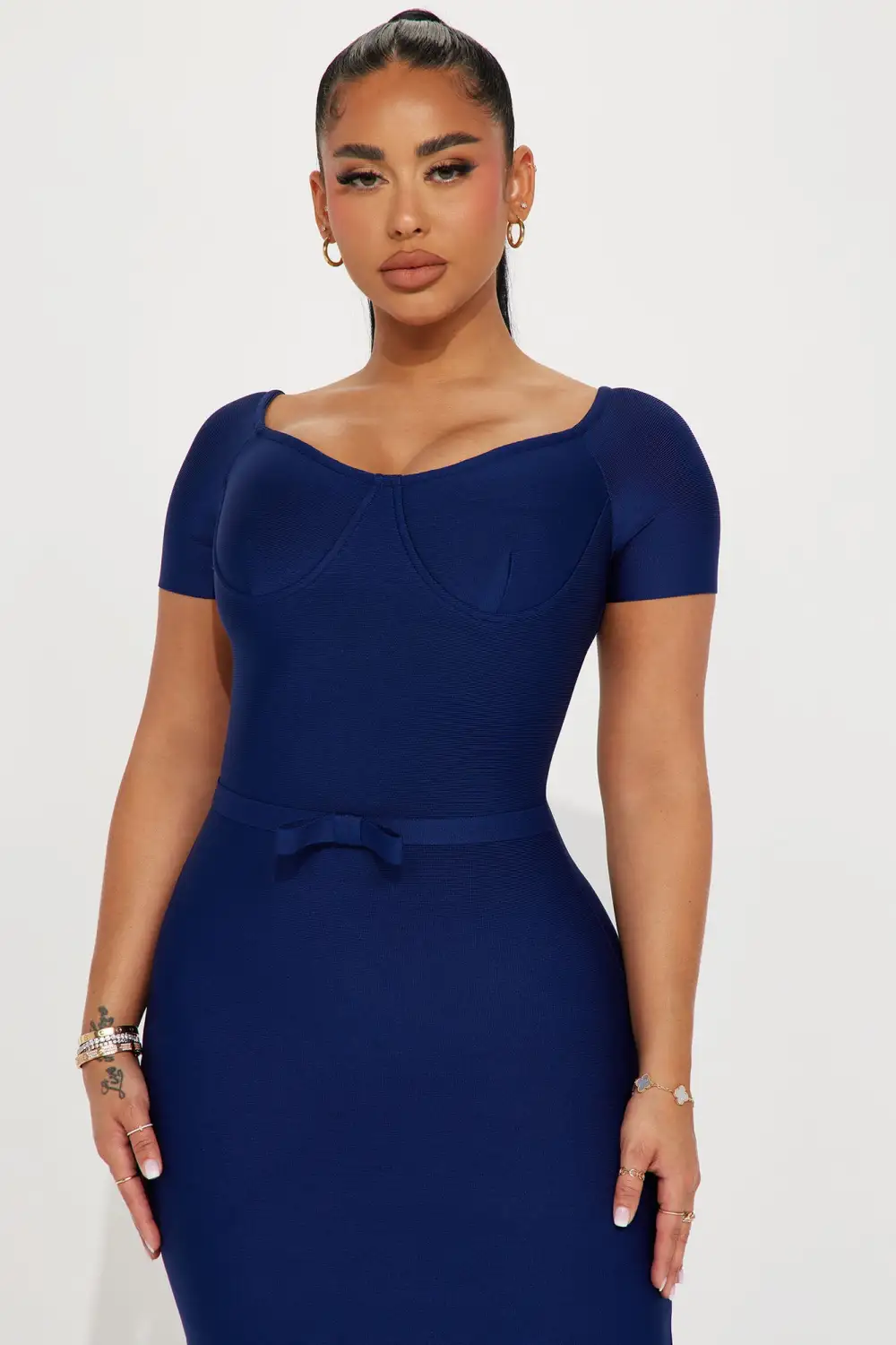 Take It Or Leave It Bandage Midi Dress - Navy