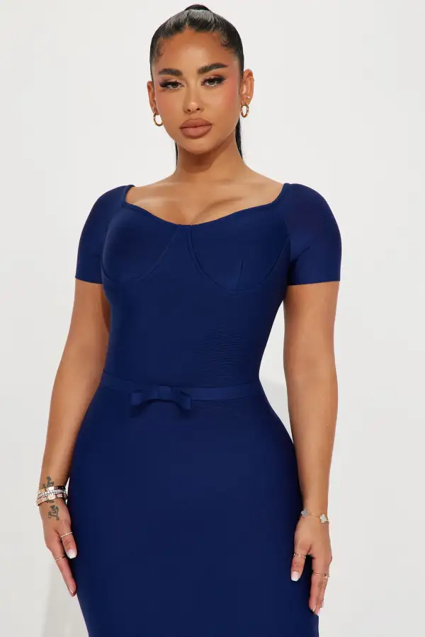 Take It Or Leave It Bandage Midi Dress - Navy
