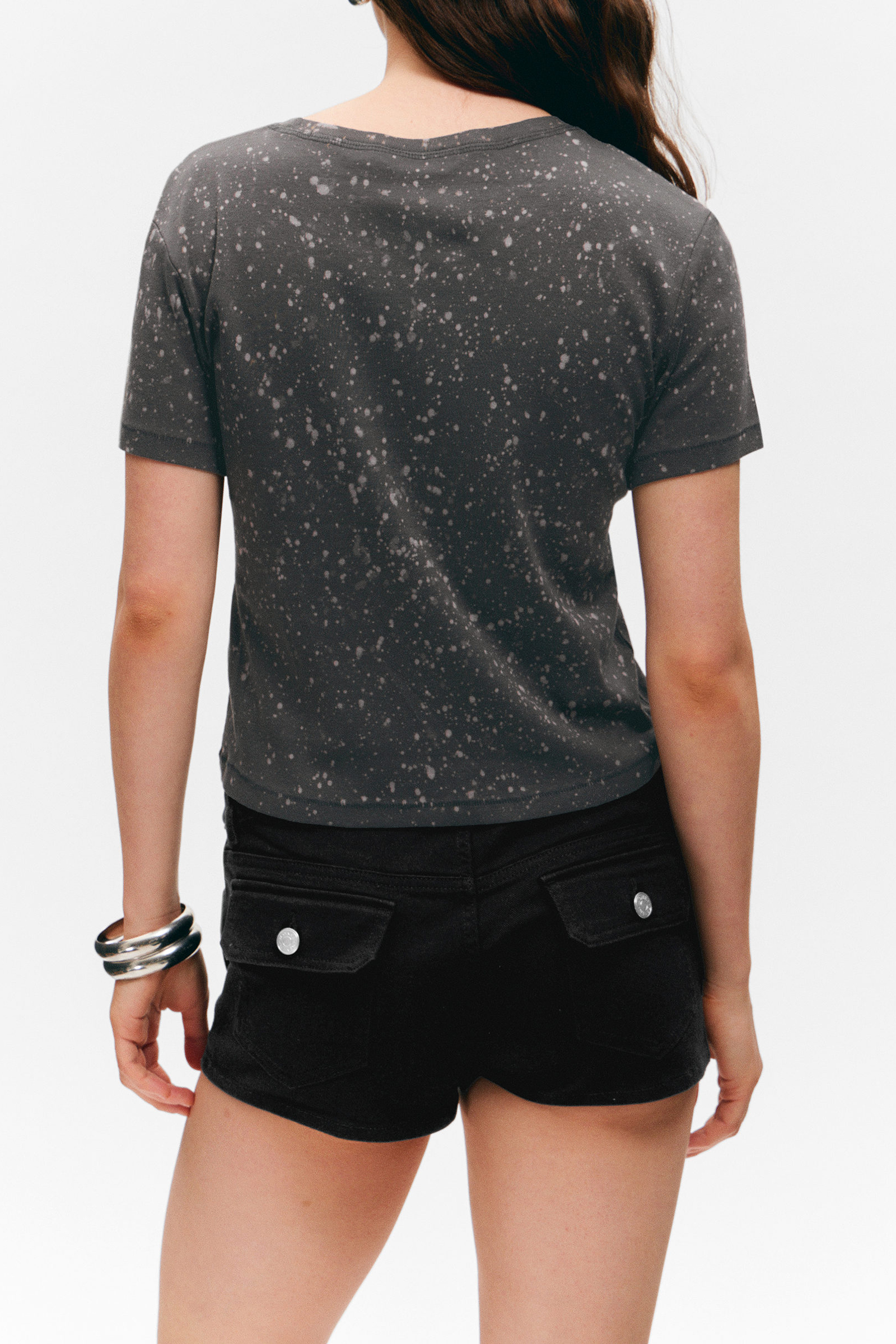 Printed Crew Neck Cropped T-Shirt
