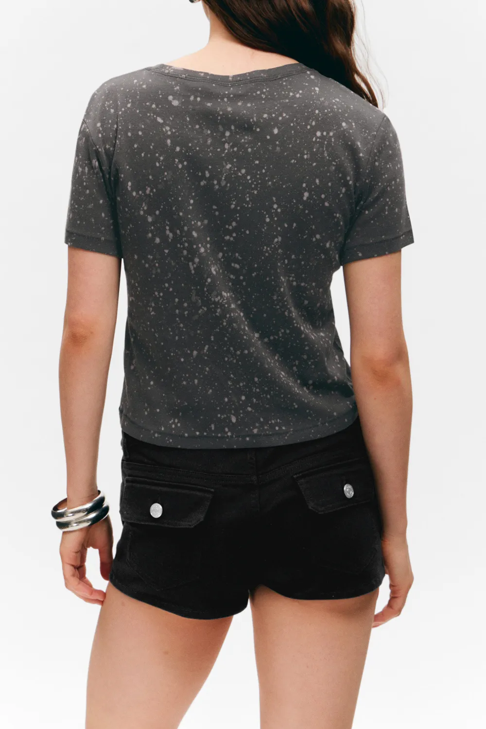 Printed Crew Neck Cropped T-Shirt