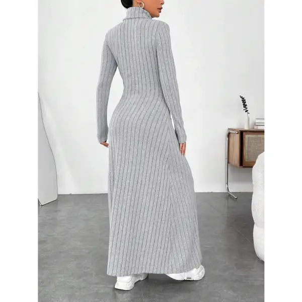 Ribbed Turtleneck Long Sleeve Maxi Knit Dress