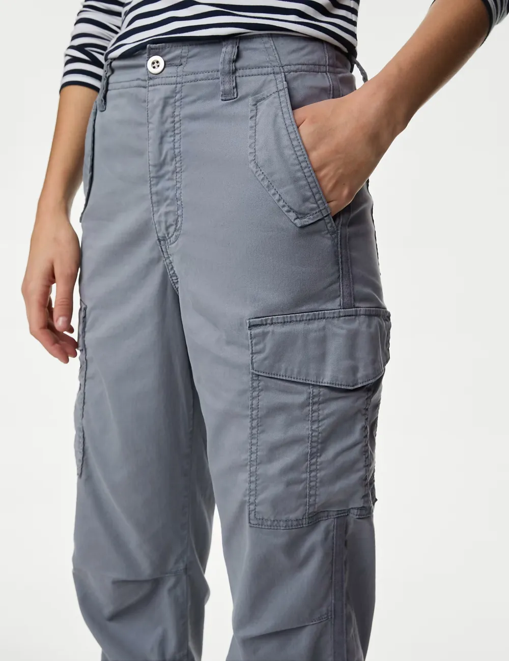 Rich Cargo Tea Dyed Cropped Trousers