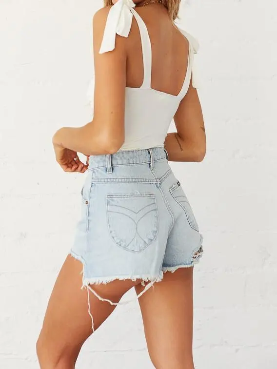 High Waist Bleach Shorts
