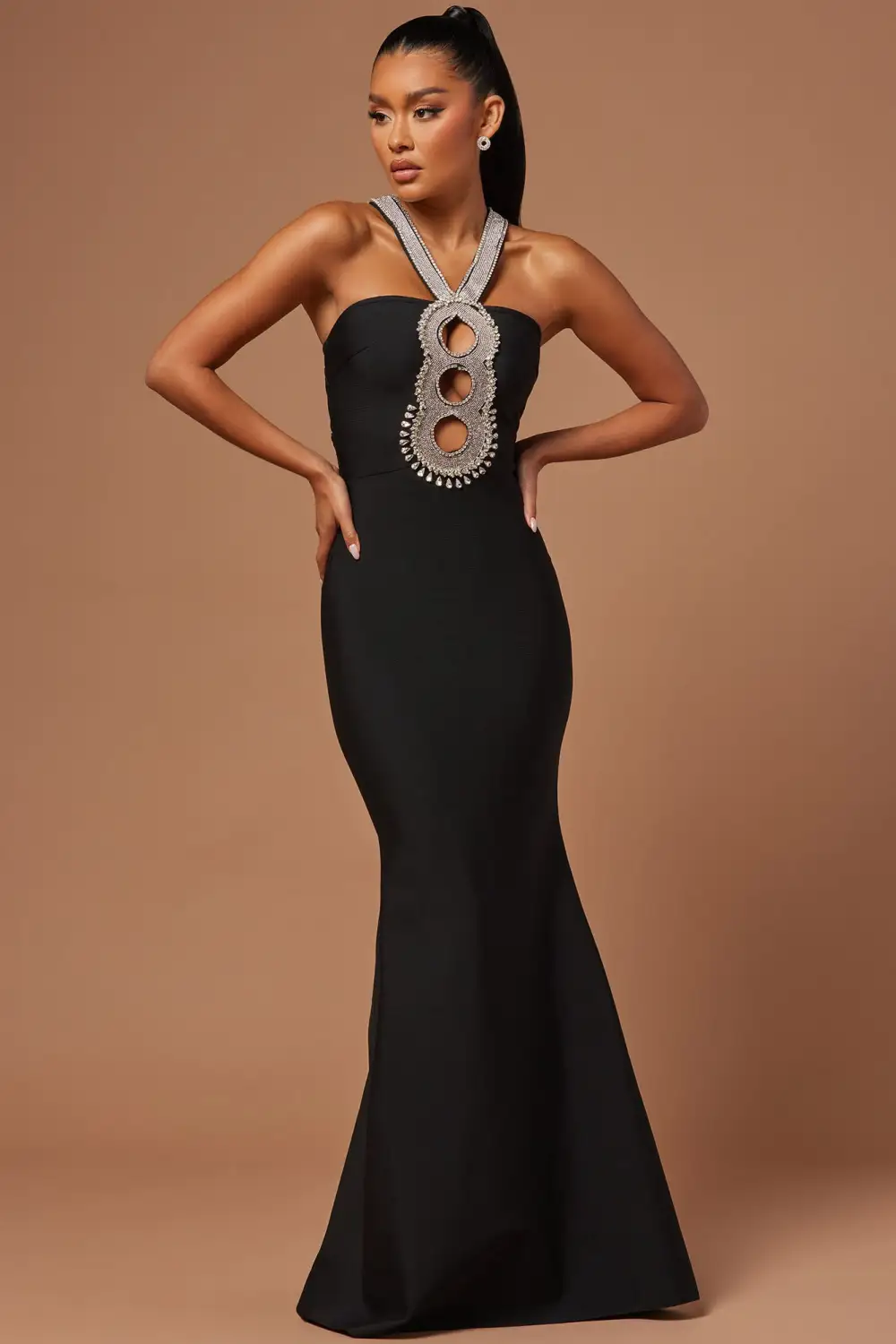 Bria Bandage Maxi Dress - Black