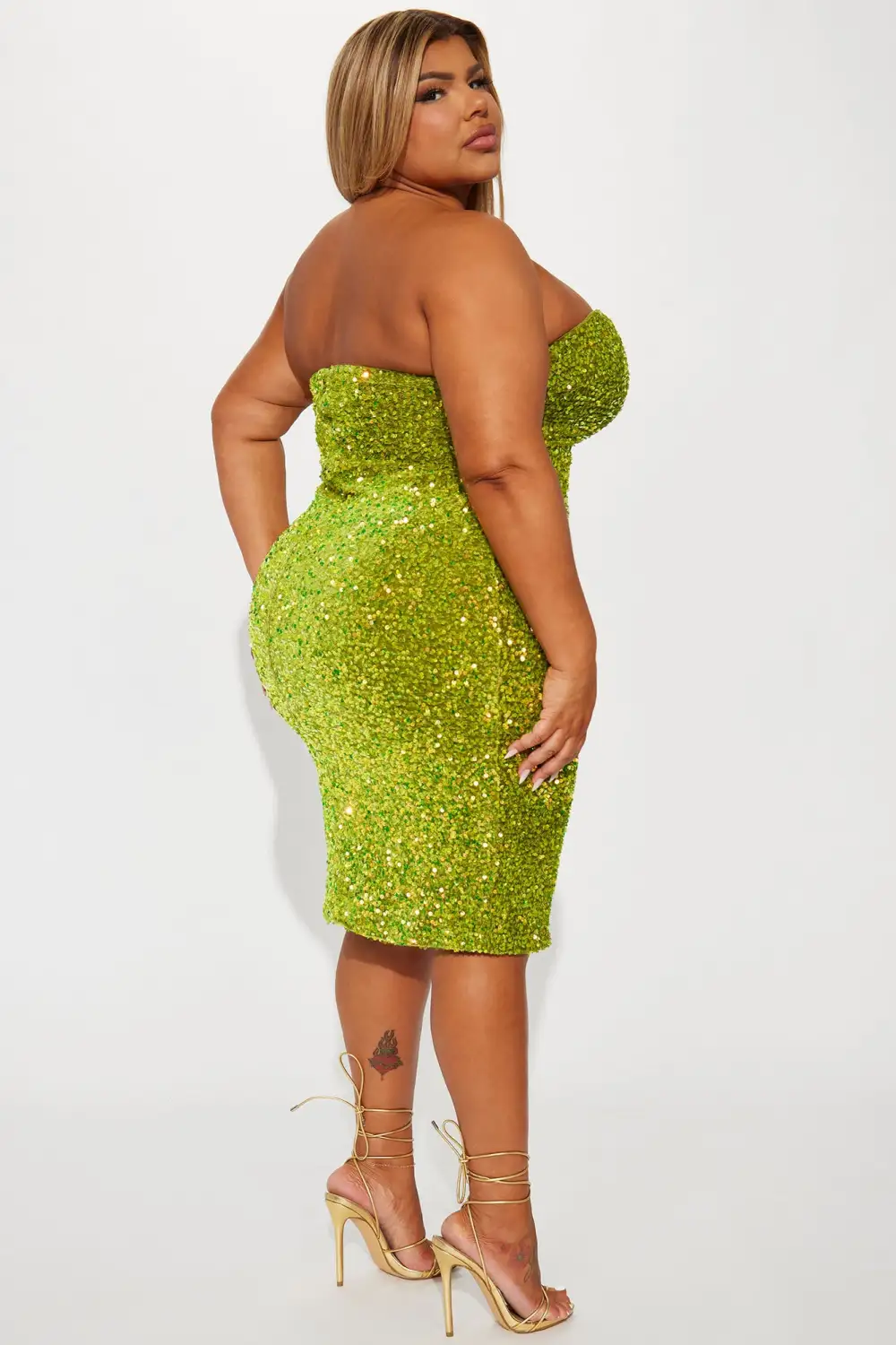 Dublin Sequin Midi Dress - Chartreuse