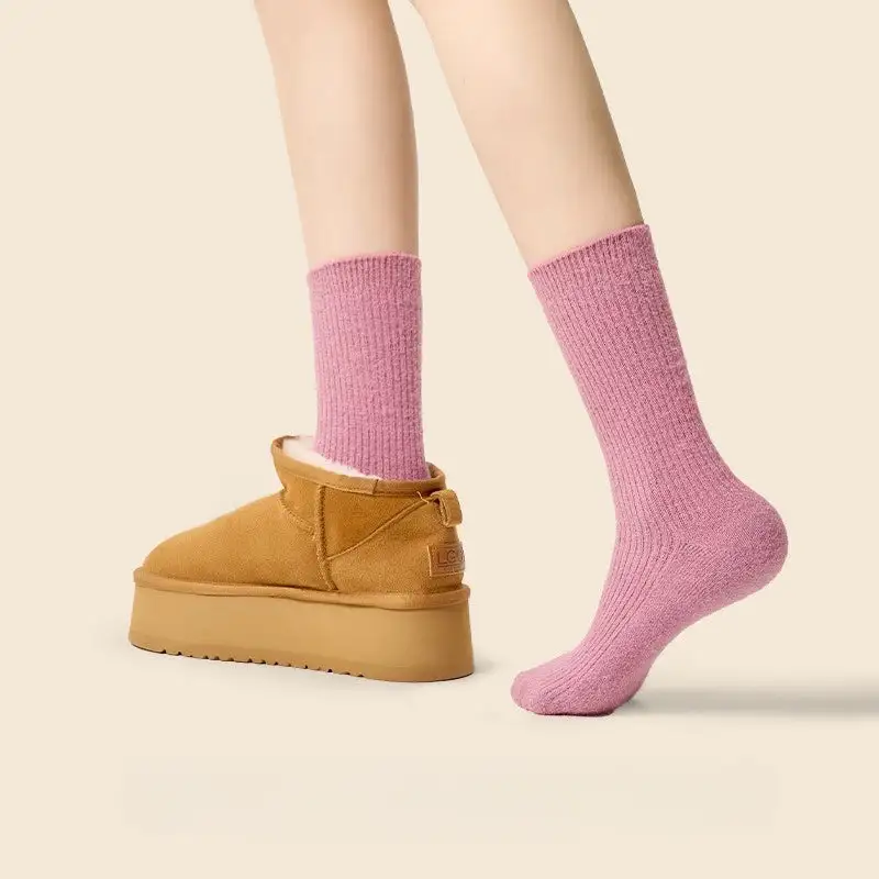 Cozy Heathered Wool Blend Crew Socks