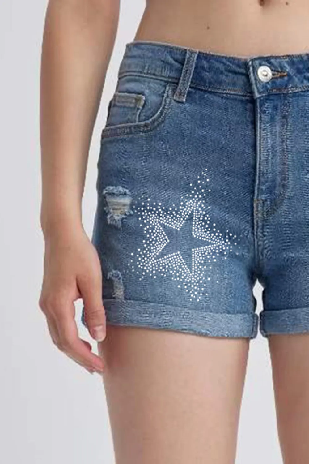 Normal Waist Folded Leg Shorts