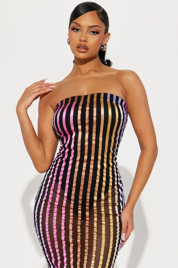 Julia Striped Maxi Dress - Black/combo