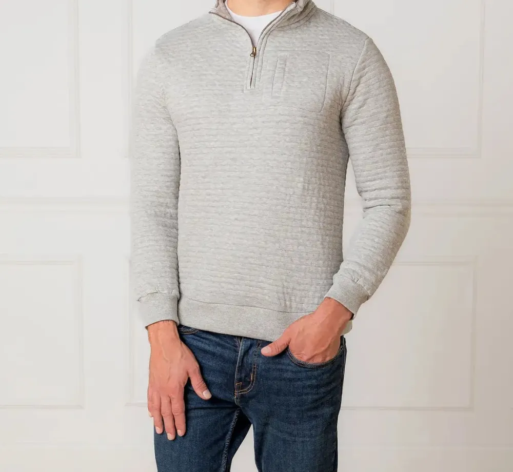 Pocket Quilted Quarter Zip Sweatshirt