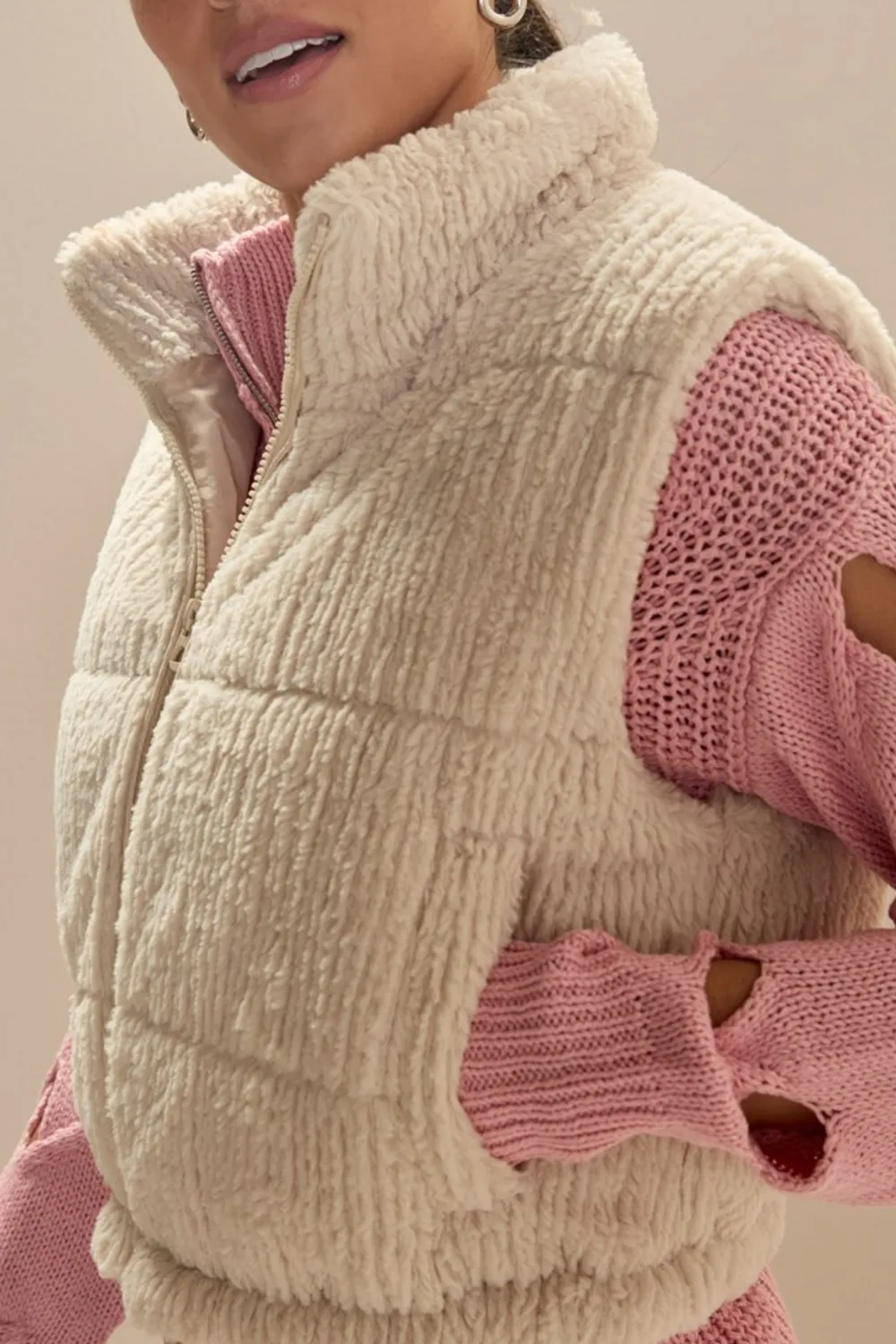 Pink Trimmed Fleece Vest