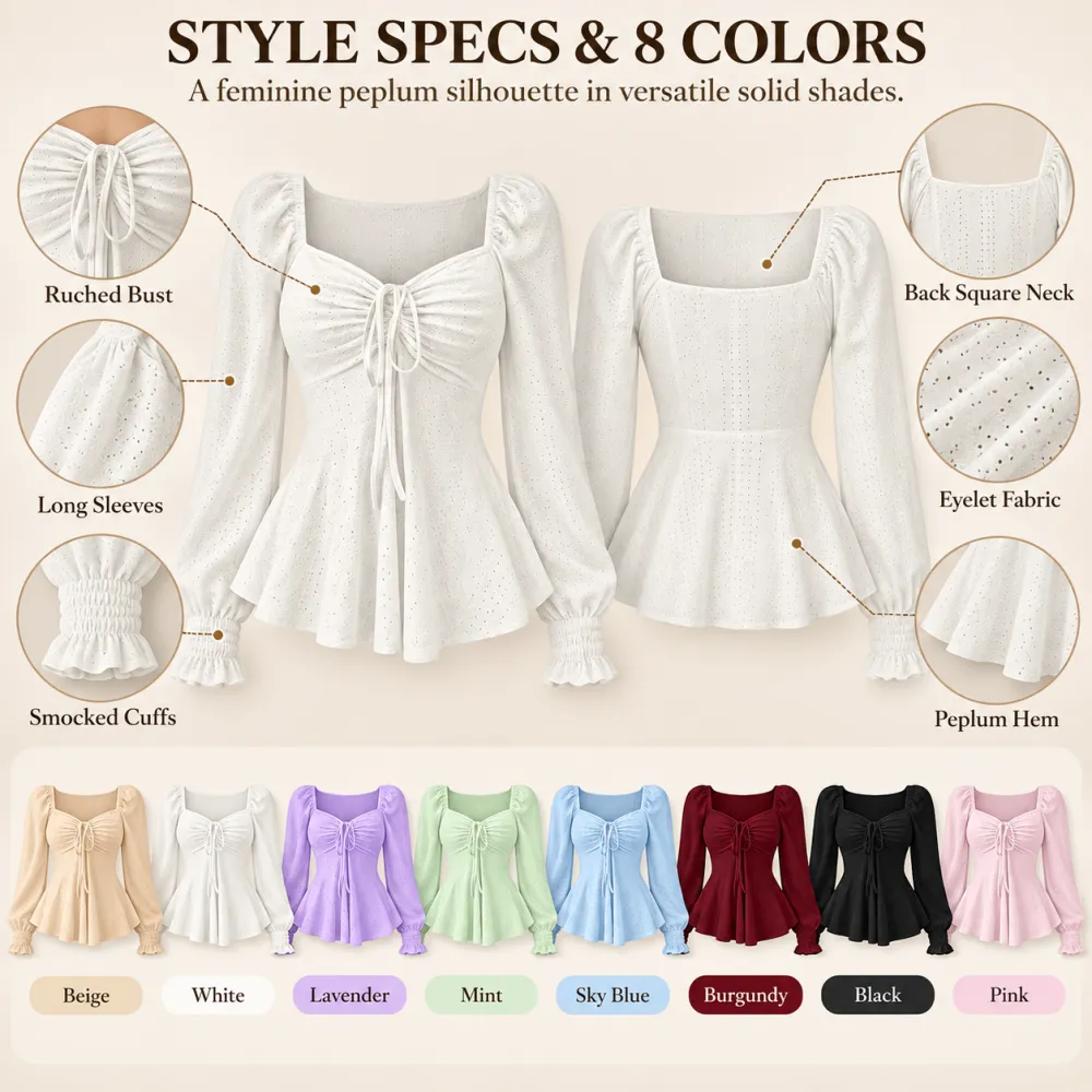 Women's V-Neck Ruched Drawstring Sexy Short Sleeve Solid Long Sleeve Top, European & American Style
