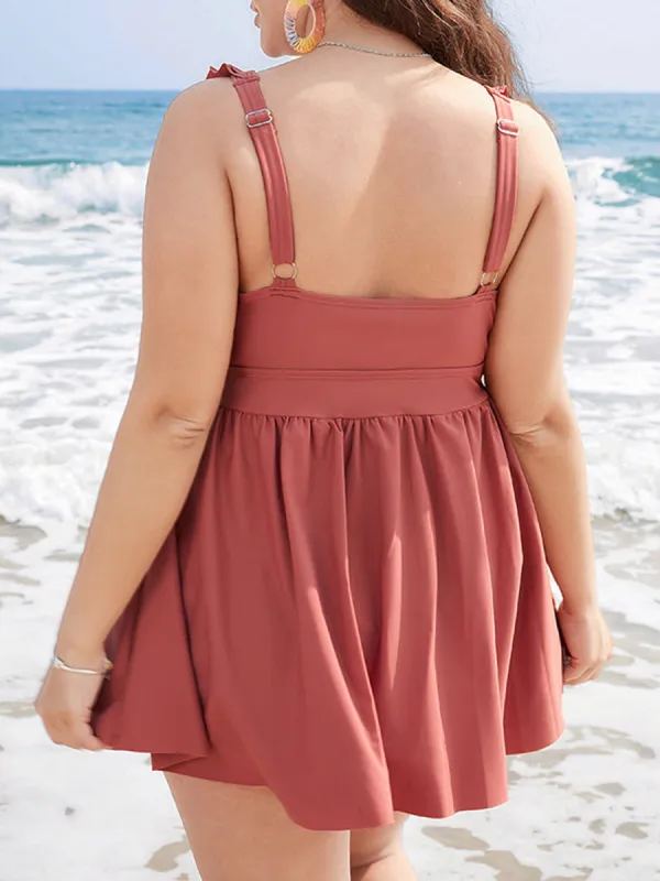 Sexy Ruffled Patchwork Swimsuit