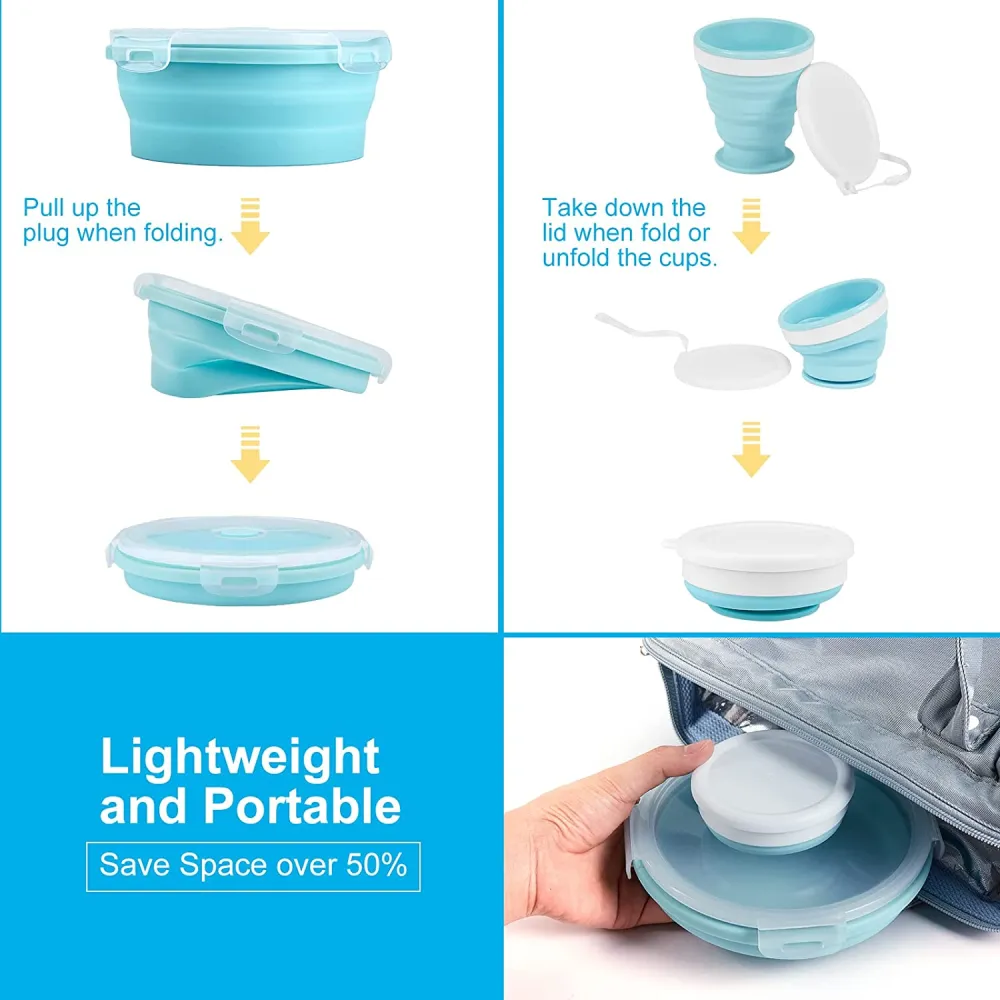 (Store Closing Sale) Collapsible silicone bowl and cup set with airtight lid