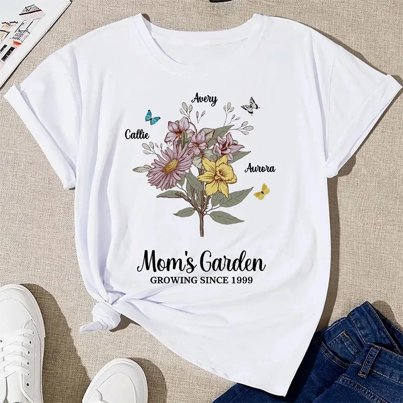 Personalized Grandma's Garden Vintage Birthday Flower T-shirt