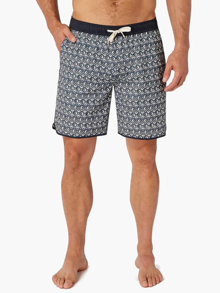 Men's Black Geo Beach Shorts