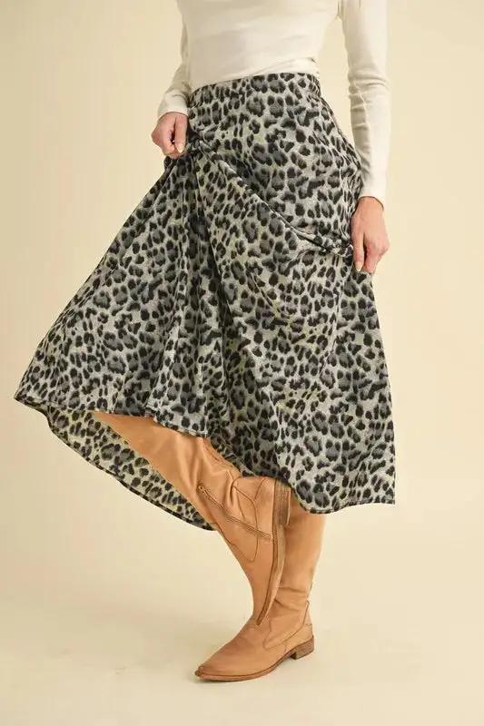Leopard Print Aemi Midi Skirt