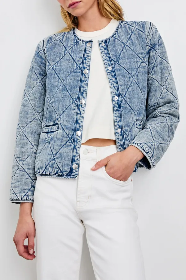 Washed Denim Short-Sleeved Women's Jacket
