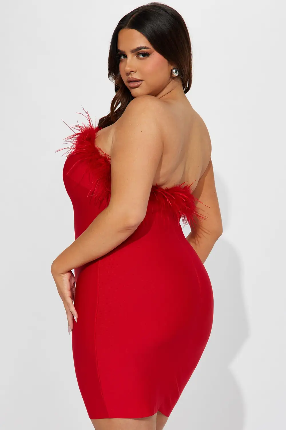 Amber Feather Mini Dress - Red