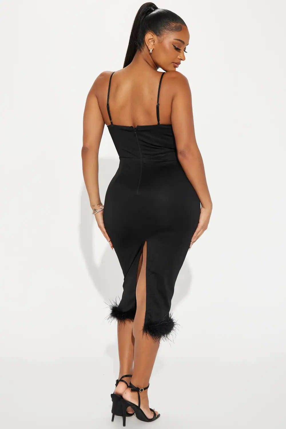 Heidi Embellished Midi Dress - Black