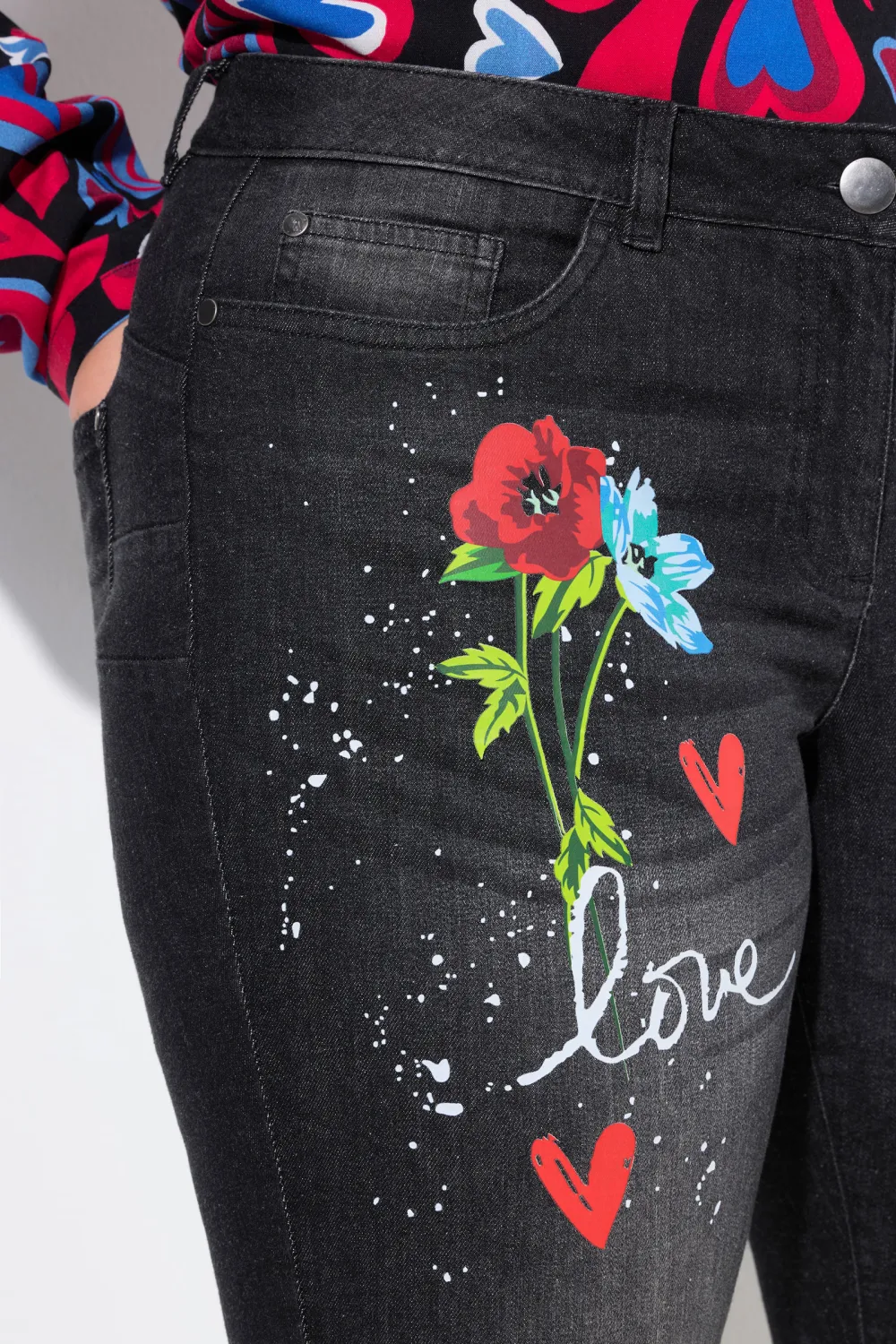 Love Flower Printed Jeans