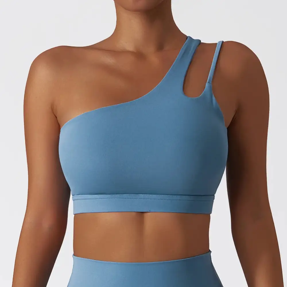 One-Shoulder Sports Bra with Decorative Straps