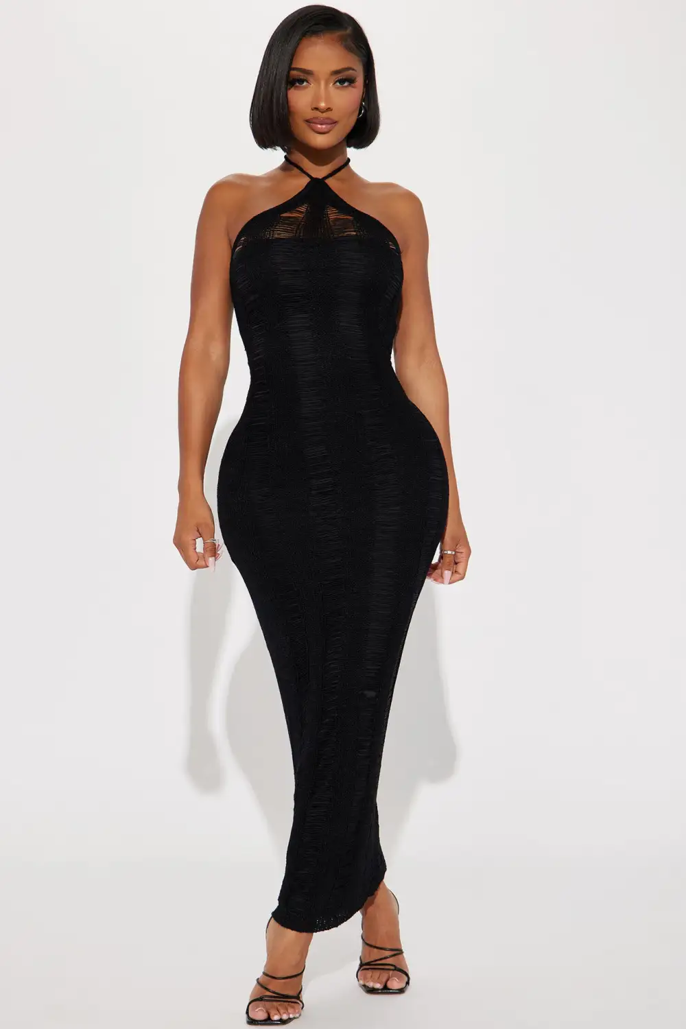 Demi Crochet Maxi Dress - Black