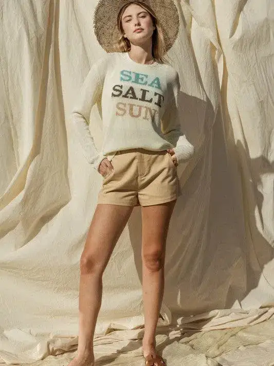 Sea Salt Sun Round Neck Long Sleeve Graphic Sweater