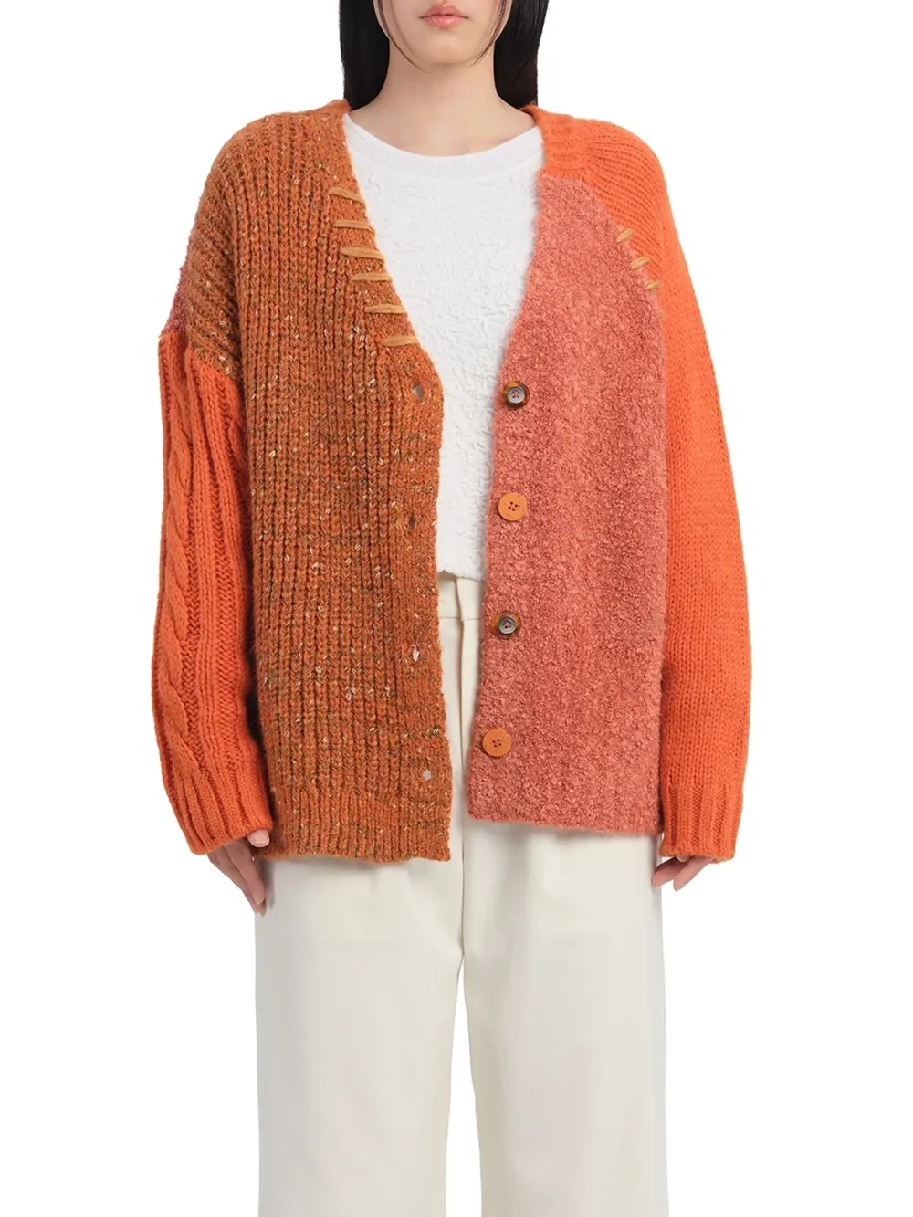 Color - Block Knit Cardigan Jacket
