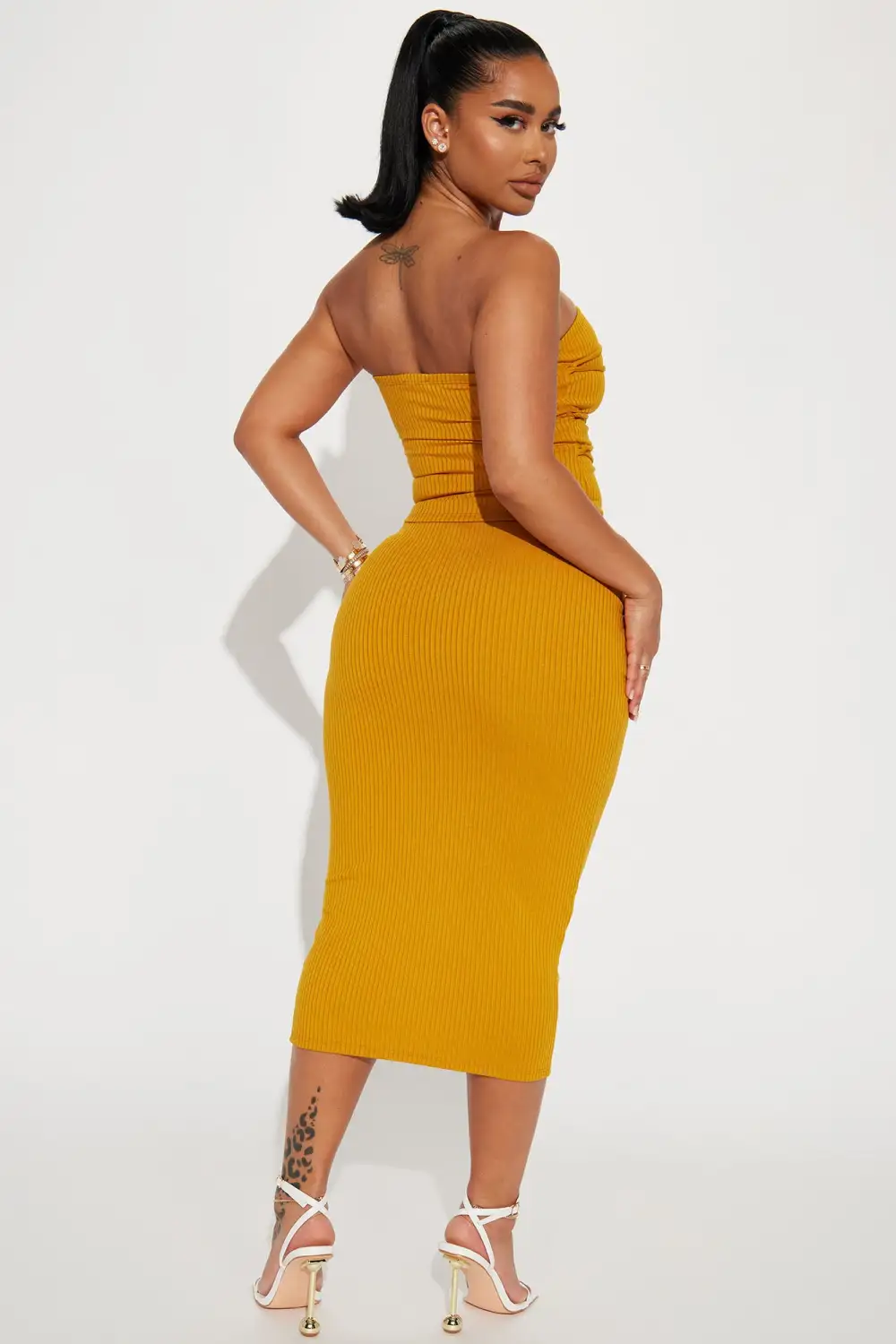 Mayra Midi Skirt Set  - Mustard