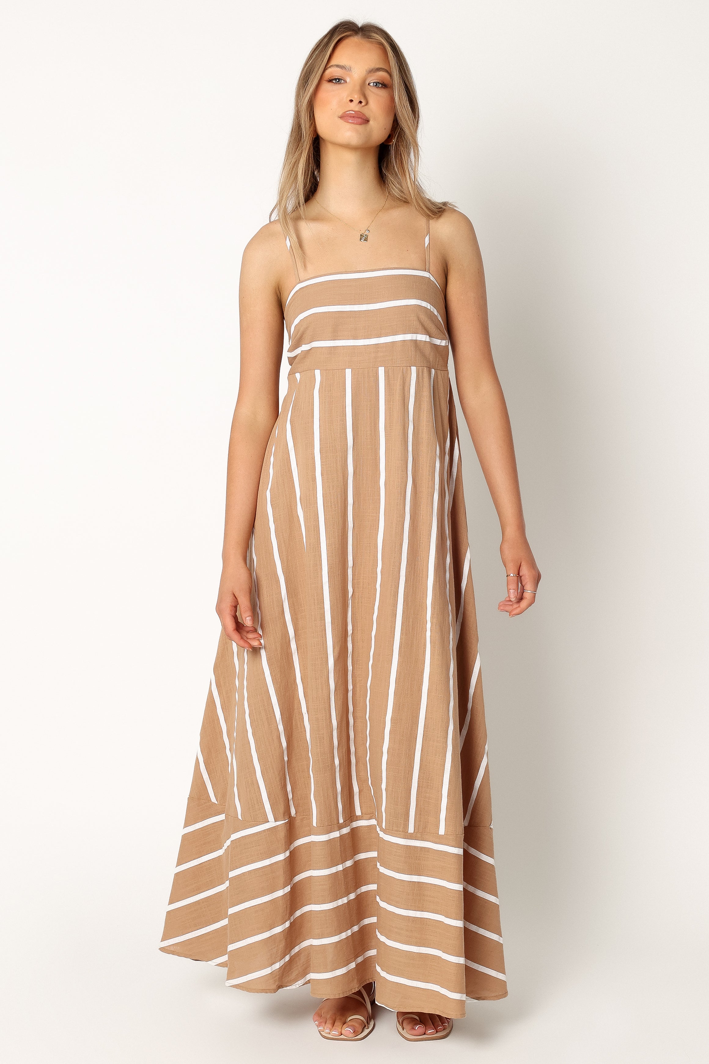 Brea Maxi Dress - Tan Stripe