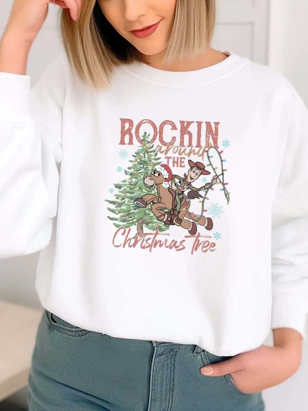 Rockin' Around the Christmas Tree Heavy Blend Unisex Crewneck Graphic Sweatshirt