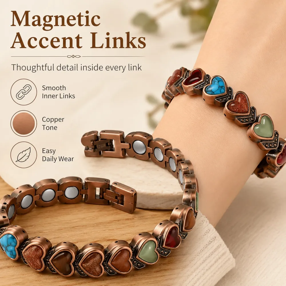 🔥🎁Copper Bracelet for Women, Pure Copper Magnetic Bracelets, Natural Unique Gemstone