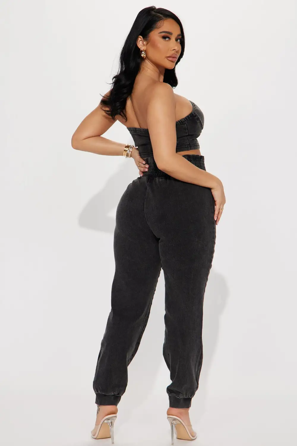 It's About Time Denim Pant Set - Black