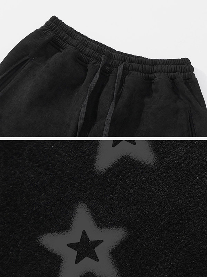 Star Print Drawstring Sweatpants