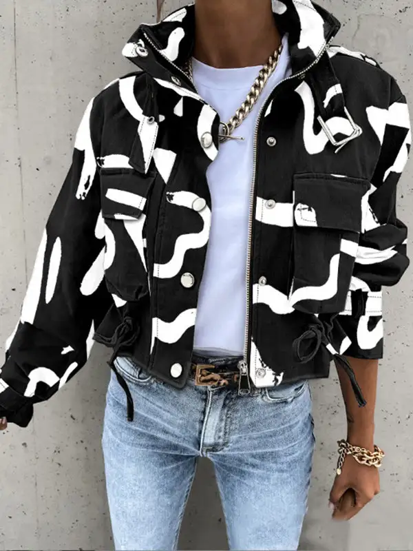 Printed Zip Front Jacket