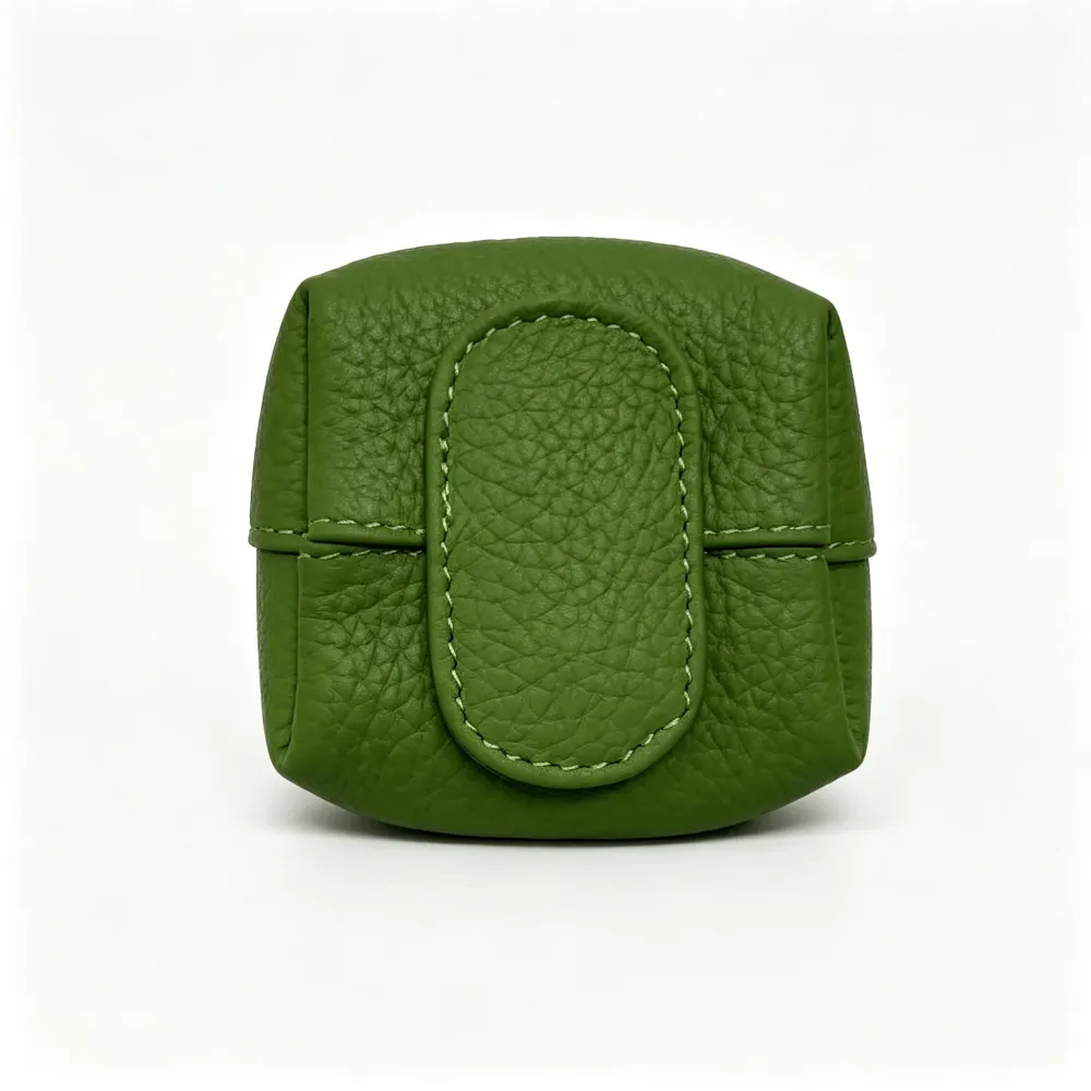 Japanese Style Color-Block Genuine Leather Women's Box Coin Purse