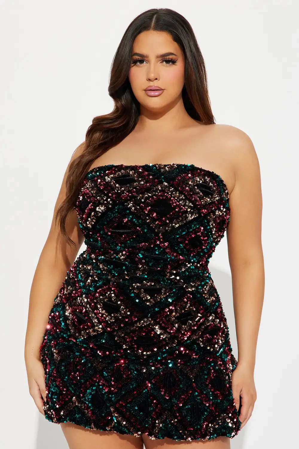 Cleo Sequin Mini Dress - Teal/combo