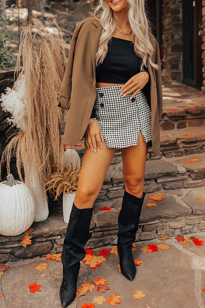 High Waist Slim Fit Fashionable Plaid Skirt