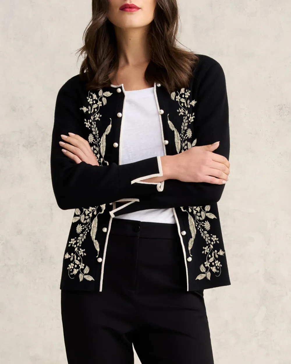 Contrast Rib Cardigan